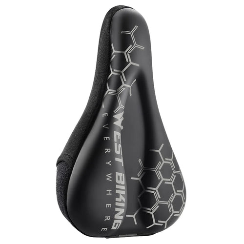 WEST BIKING Bike Saddle Cover PU Leather + Silicone + Memory Foam Thicken Bicycle Seat Cushion - Geometry Pattern - 1
