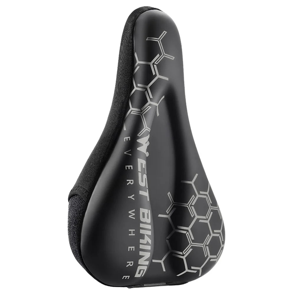 WEST BIKING Bike Saddle Cover PU Leather + Silicone + Memory Foam Thicken Bicycle Seat Cushion - Geometry Pattern - 1
