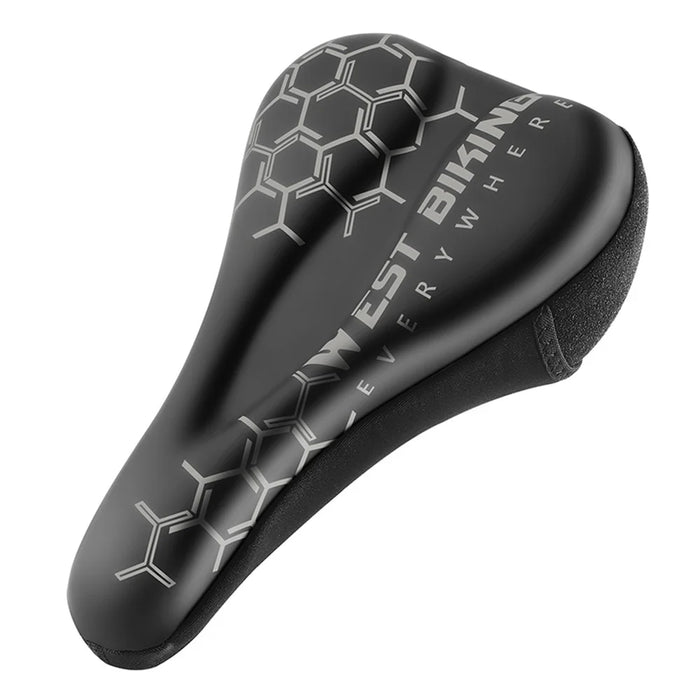 WEST BIKING Bike Saddle Cover PU Leather + Silicone + Memory Foam Thicken Bicycle Seat Cushion - Geometry Pattern - 2