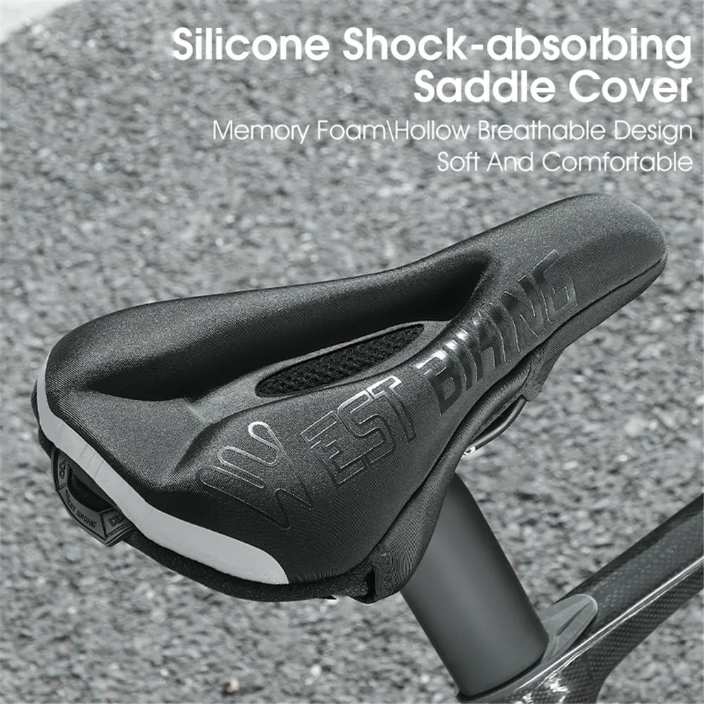 WEST BIKING YP0801194 Bike Saddle Cover Silicone+Memory Foam Shock Absorption Bicycle Seat Cushion - 4