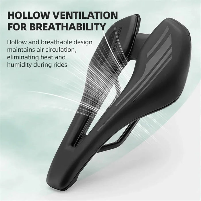 ROCKBROS 38210060001 PU Leather + Shock-Absorbing Sponge Bike Seat Hollow Bicycle Saddle - 5