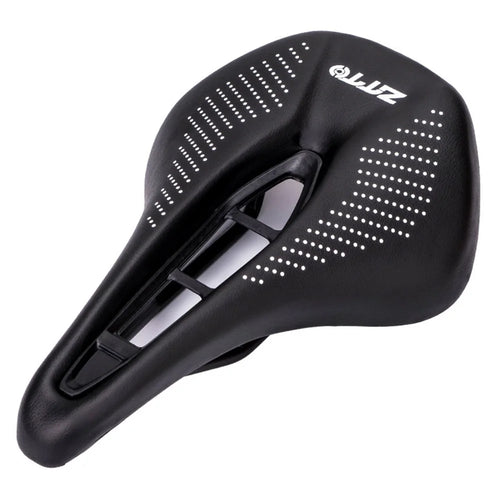ZTTO 6900 Mountain Road Bike Saddle Cycling Soft Leather Hollow Cushion - Black+White Dots - 1