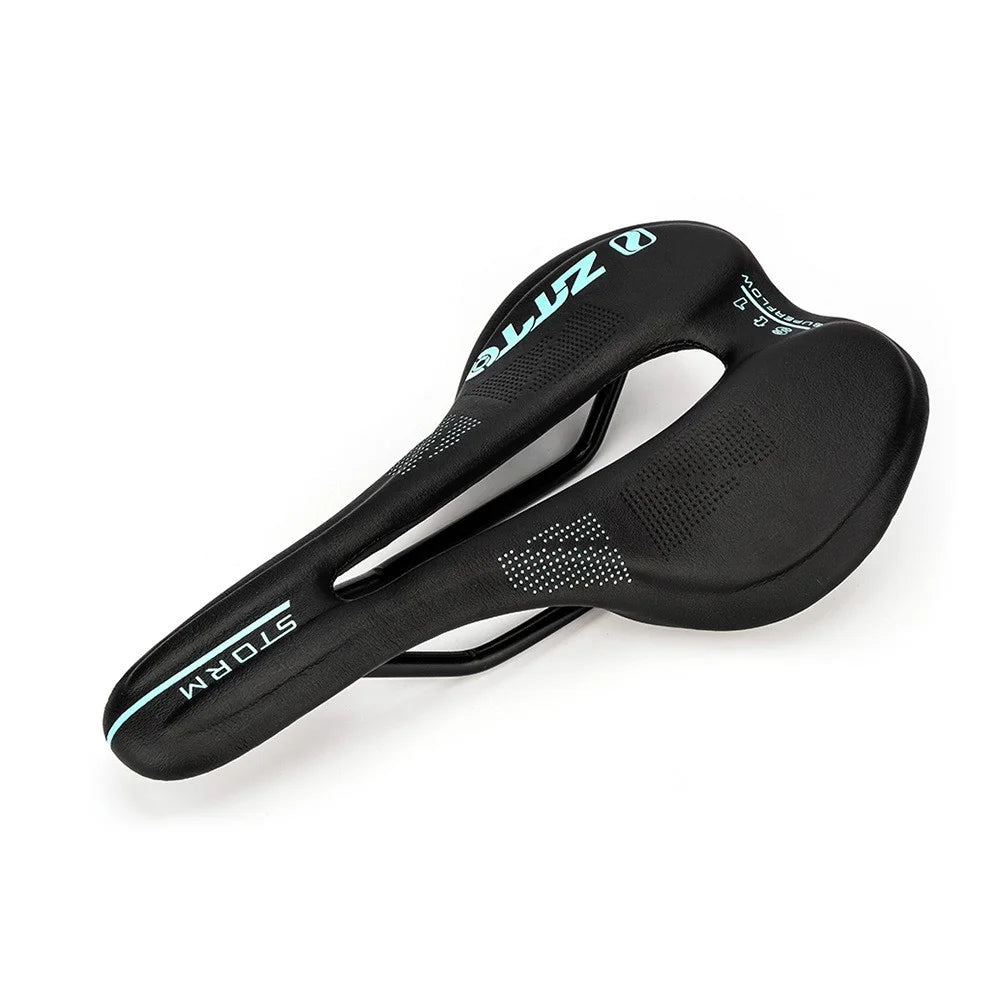 ZTTO ST1 Hollow Seat Cushion Breathable Microfiber Leather Mountain Road Bike Saddle - Black  /  Blue - 2
