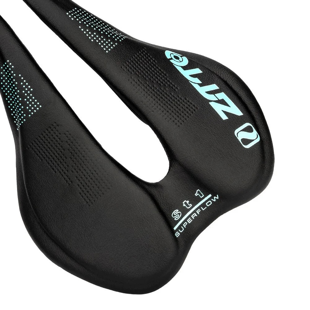 ZTTO ST1 Hollow Seat Cushion Breathable Microfiber Leather Mountain Road Bike Saddle - Black  /  Blue - 6
