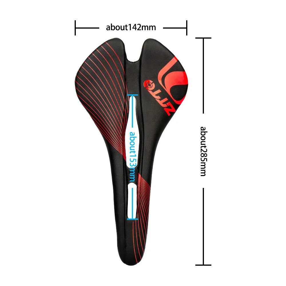 ZTTO 6610 Mountain Road Bike Leather Seat Cushion Ergonomic Hollow Bicycle Saddle - Black - 6