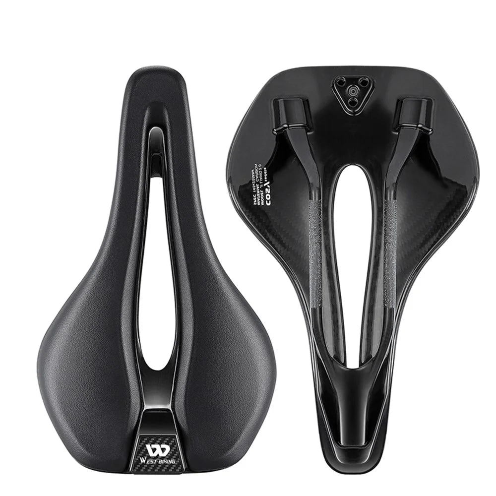 WEST BIKING YP0801204 Lightweight Carbon Fiber PU Leather Hollow Saddle Bike Seat Cushion - 2