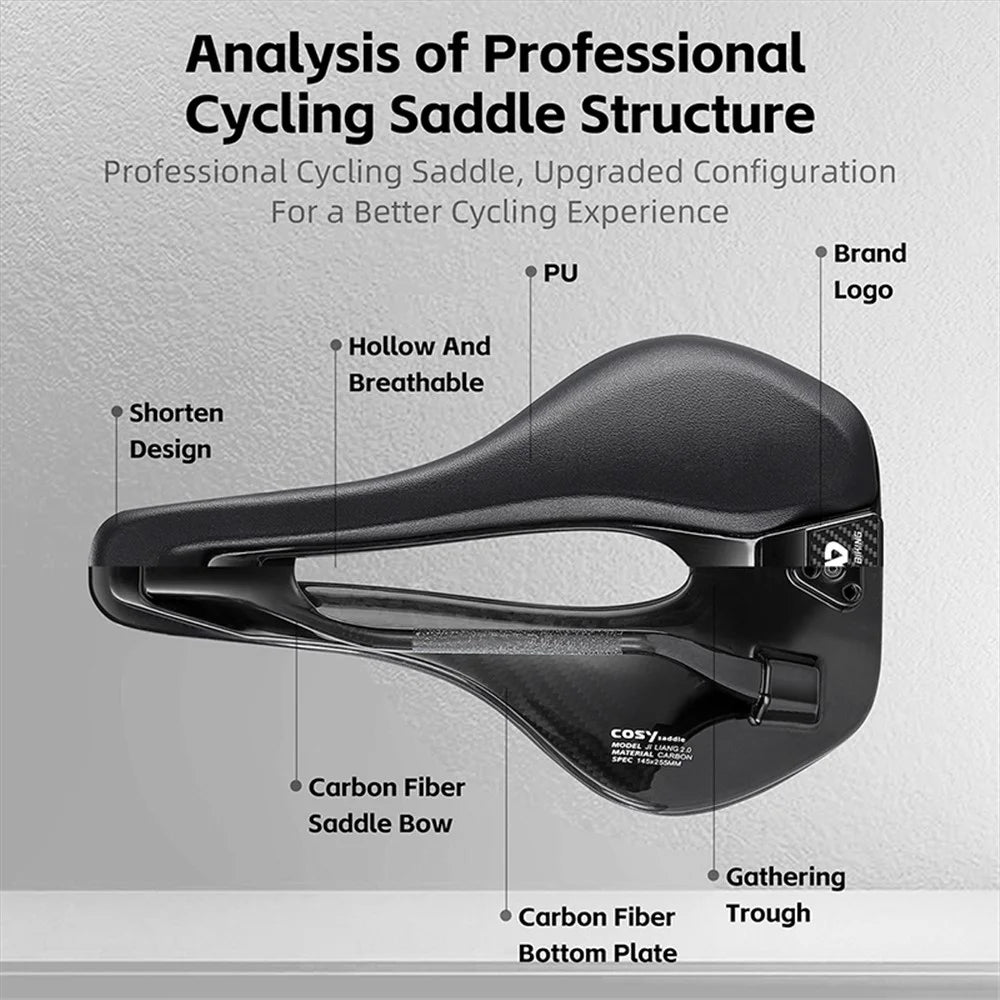 WEST BIKING YP0801204 Lightweight Carbon Fiber PU Leather Hollow Saddle Bike Seat Cushion - 4