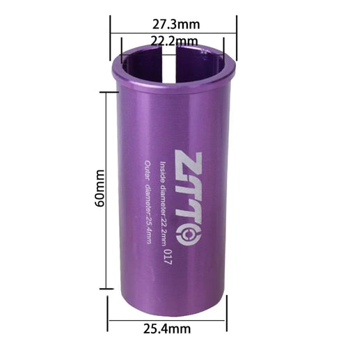 ZTTO Bike Seat Post Adapter Aluminum Bicycle Seat Post Tube Reducing Sleeve Converter - 22.2mm to 25.4mm - 1