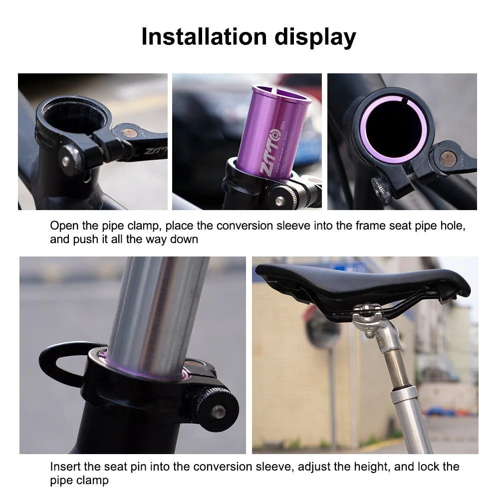 ZTTO Bike Seat Post Adapter Aluminum Bicycle Seat Post Tube Reducing Sleeve Converter - 22.2mm to 25.4mm - 6