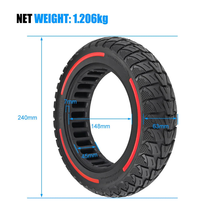 10x2.5 Inch Honeycomb Tire for Ninebot Max G30 Electric Scooter Shock Absorbing Off-Road Solid Tire - Red - 2