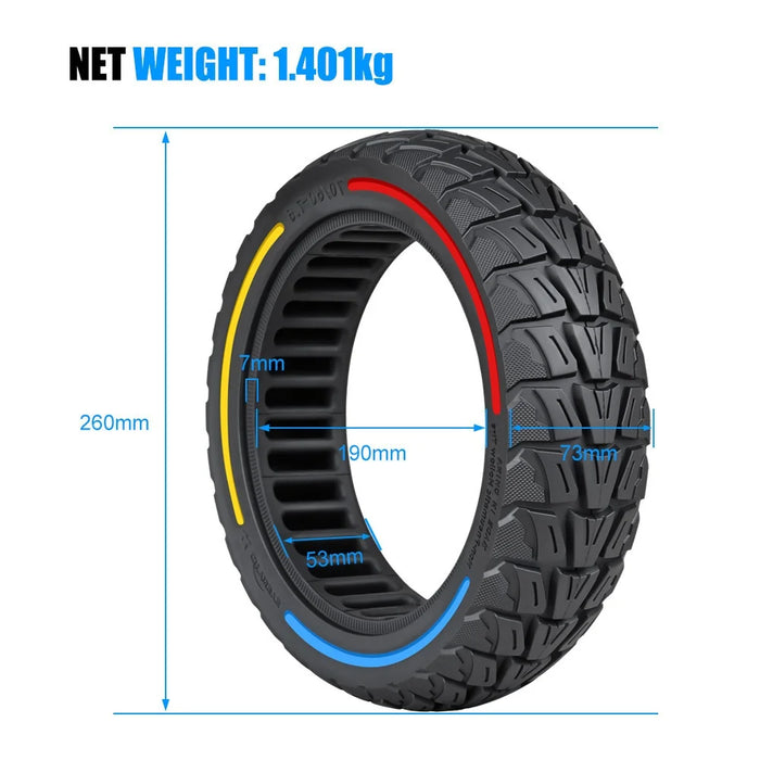 For Segway eKickScooter ZT3 Pro Electric Scooter 70 / 60-7.5 Shock Absorption Rubber Off-Road Tyre Honeycomb Solid Tire - Tri-Color - 3