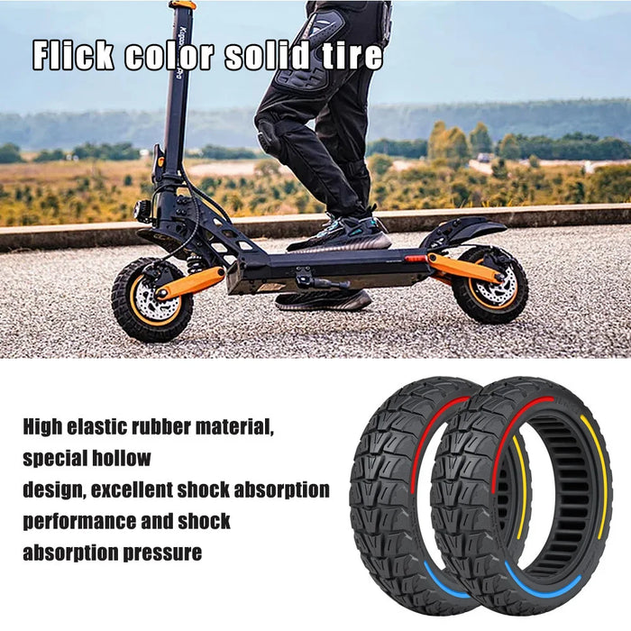 For Segway eKickScooter ZT3 Pro Electric Scooter 70 / 60-7.5 Shock Absorption Rubber Off-Road Tyre Honeycomb Solid Tire - Tri-Color - 4