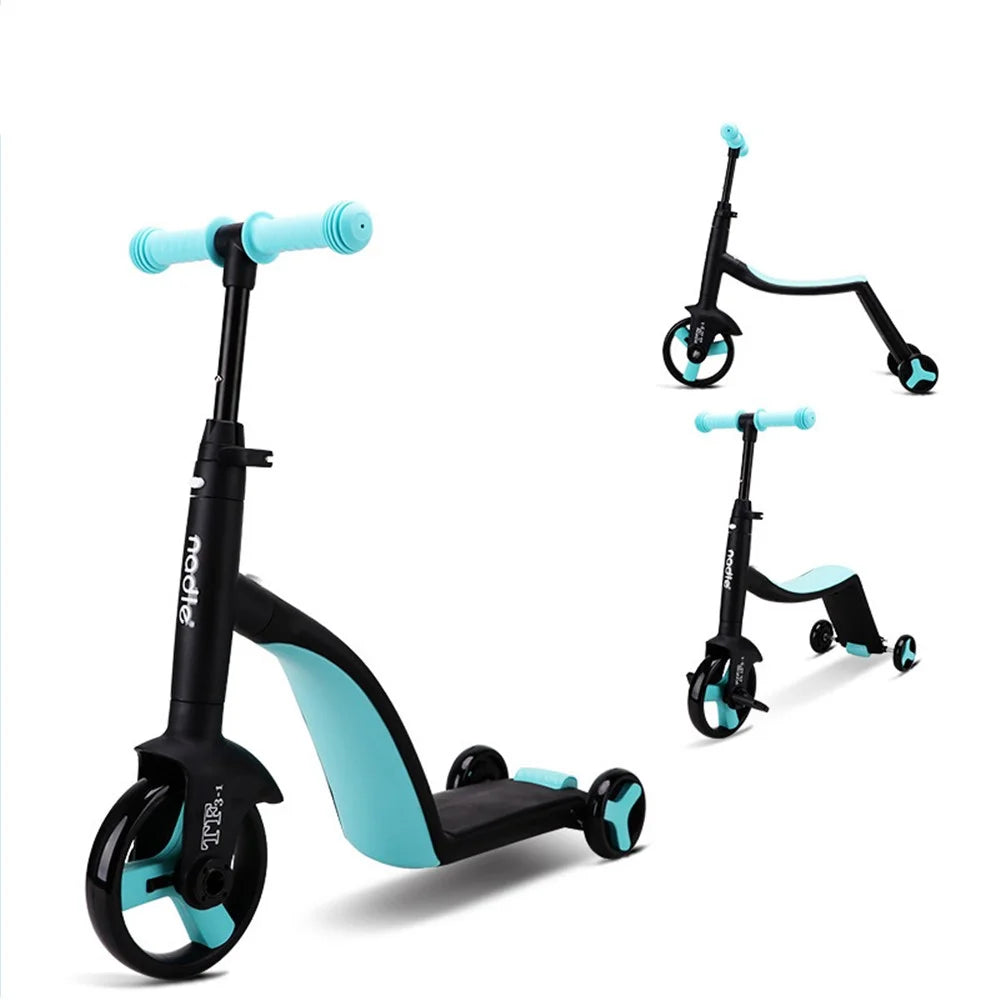 NADLE TF3-1 Children Scooter Tricycle 3-in-1 Baby Balance Bike Trikes Riding Toys for 3-5 Years Old Toddlers - Blue - 1