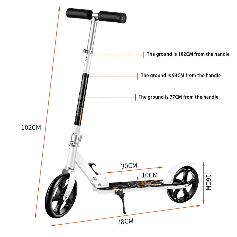 888888 Aluminum Alloy Commuting Foldable Scooter (200 Thickened Version) - Black - 6