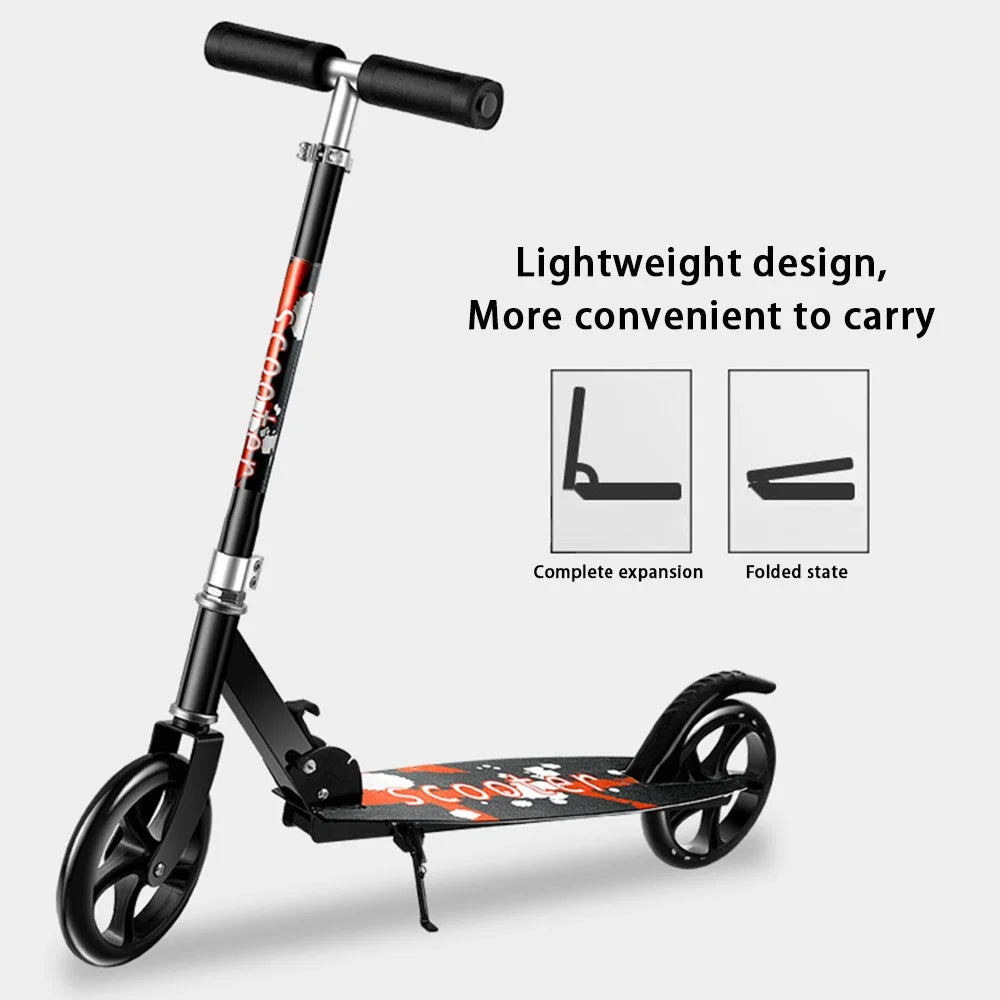 888888 Commuting Foldable Aluminum Alloy Scooter (200 Widened Version) - Black - 2