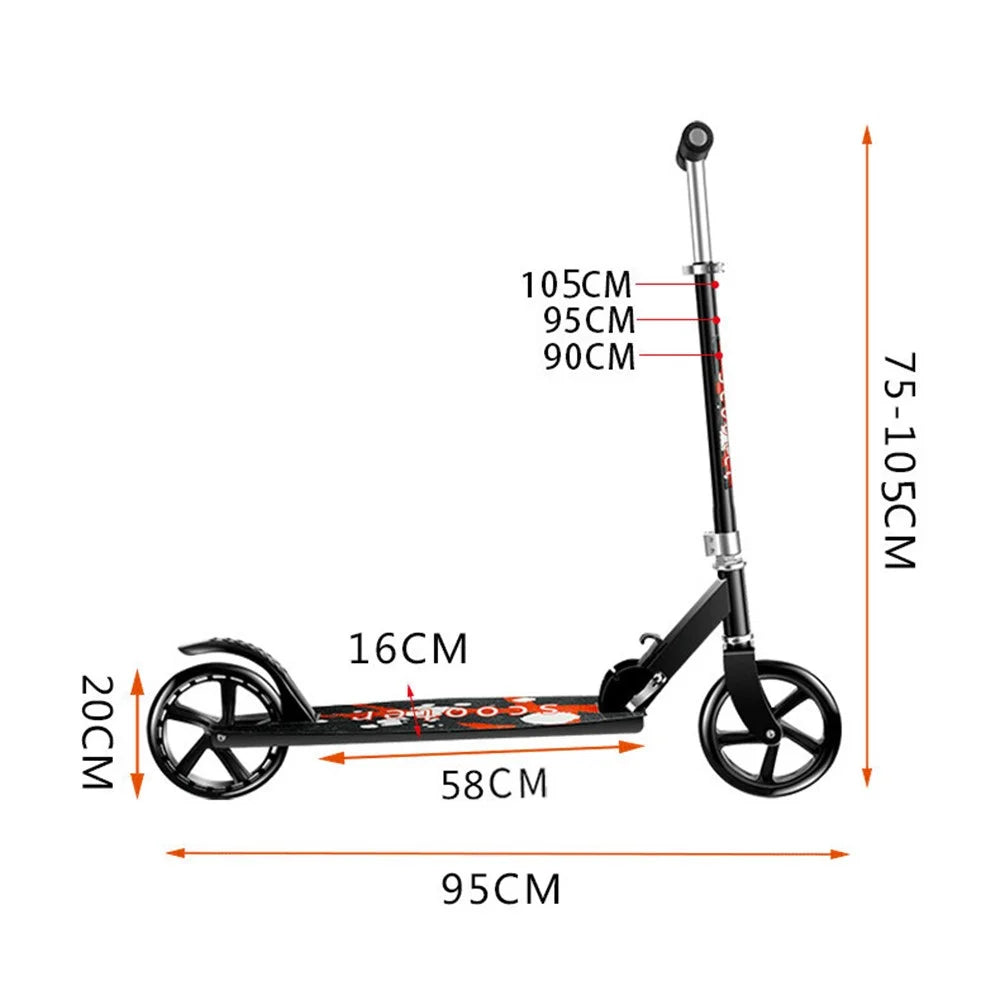 888888 Commuting Foldable Aluminum Alloy Scooter (200 Widened Version) - Black - 5