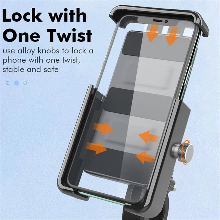 QX-21 Motorcycle E-Bike Bicycle Phone Stand Handlebar / Rear Mirror Mount Rotatable Phone Holder Bracket - 4
