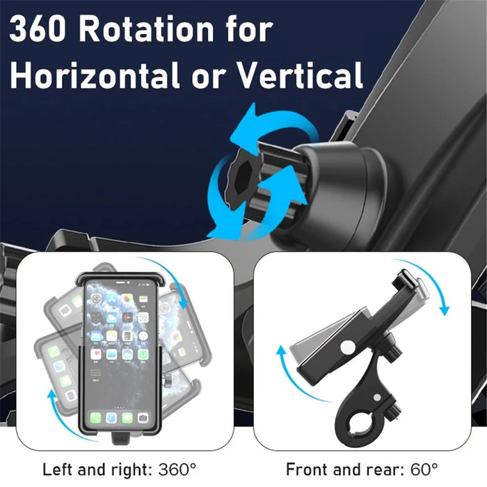 QX-21 Motorcycle E-Bike Bicycle Phone Stand Handlebar / Rear Mirror Mount Rotatable Phone Holder Bracket - 6