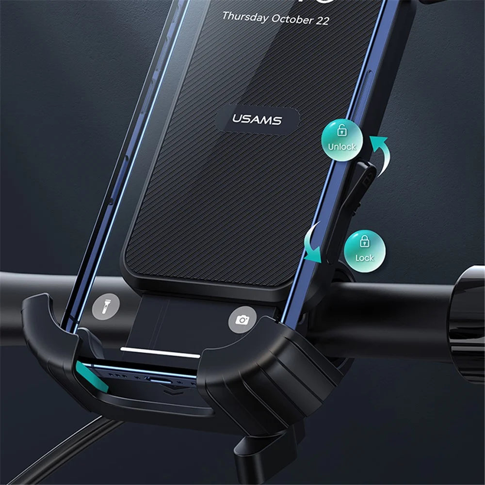 USAMS ZJ078 Bike Phone Holder Motorcycle Phone Mount Handlebar Cell Phone Clamp - 3