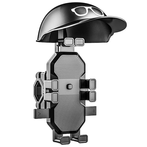 HL-M28 Nylon+ABS Motorcycle Phone Mount Holder Cell Phone Bike Holder with Helmet Shaped Sun Visor - For Handlebar - 1