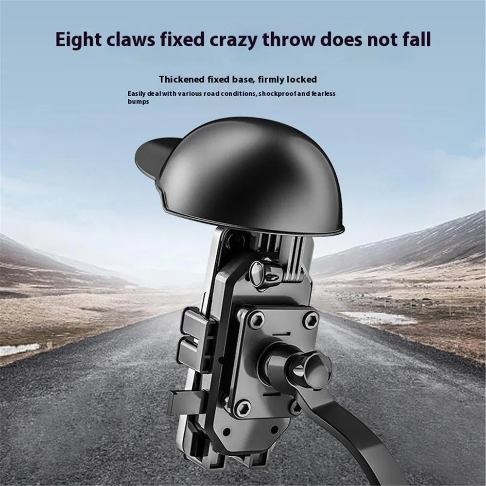 HL-M28 Nylon+ABS Motorcycle Phone Mount Holder Cell Phone Bike Holder with Helmet Shaped Sun Visor - For Handlebar - 2
