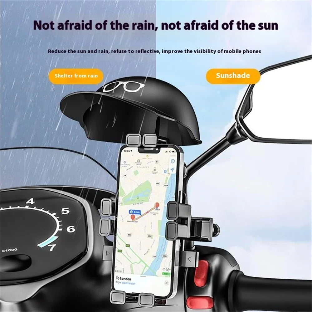 HL-M28 Nylon+ABS Motorcycle Phone Mount Holder Cell Phone Bike Holder with Helmet Shaped Sun Visor - For Handlebar - 6