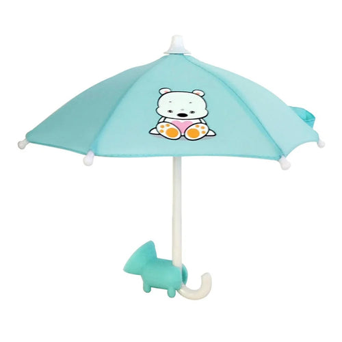 RY-331 Outdoor Cute Mobile Phone Mini Umbrella Sun Shade Cover with Suction Cup Stand - Lake Blue / Bear - 1