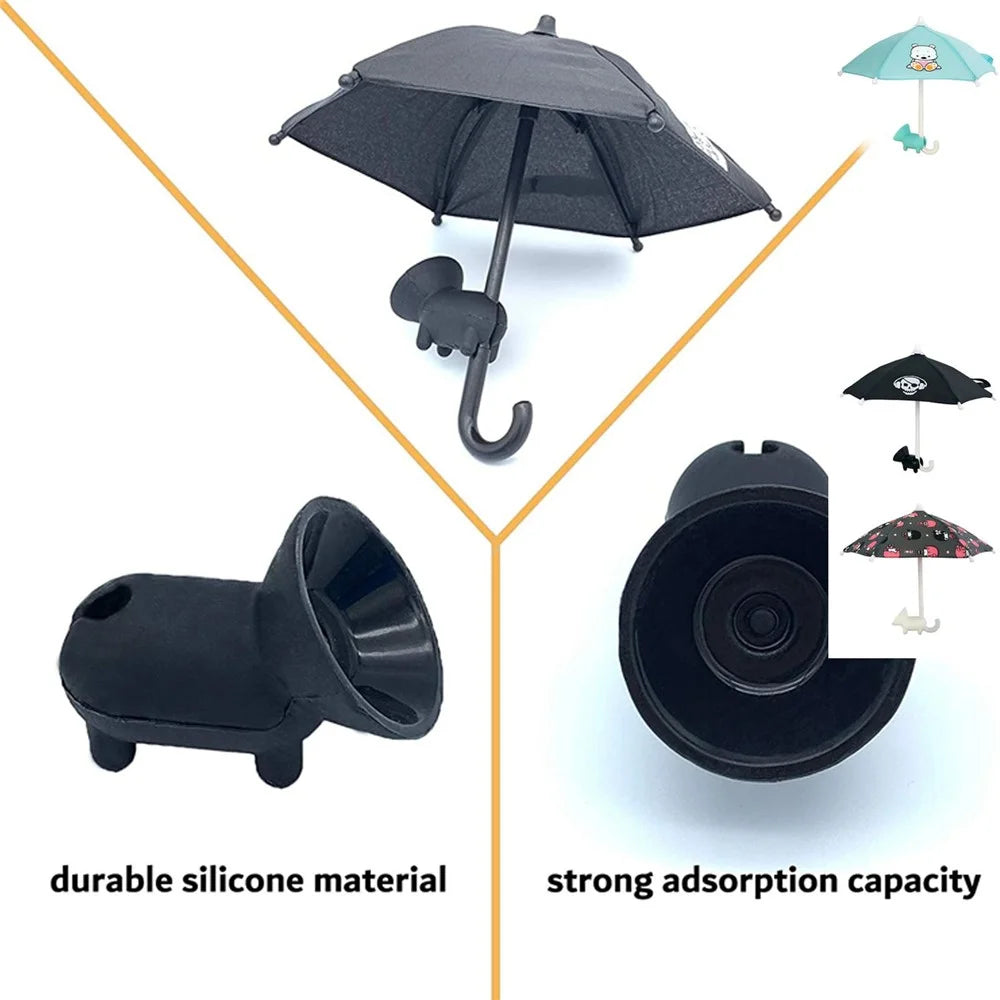 RY-331 Outdoor Cute Mobile Phone Mini Umbrella Sun Shade Cover with Suction Cup Stand - Lake Blue / Bear - 6