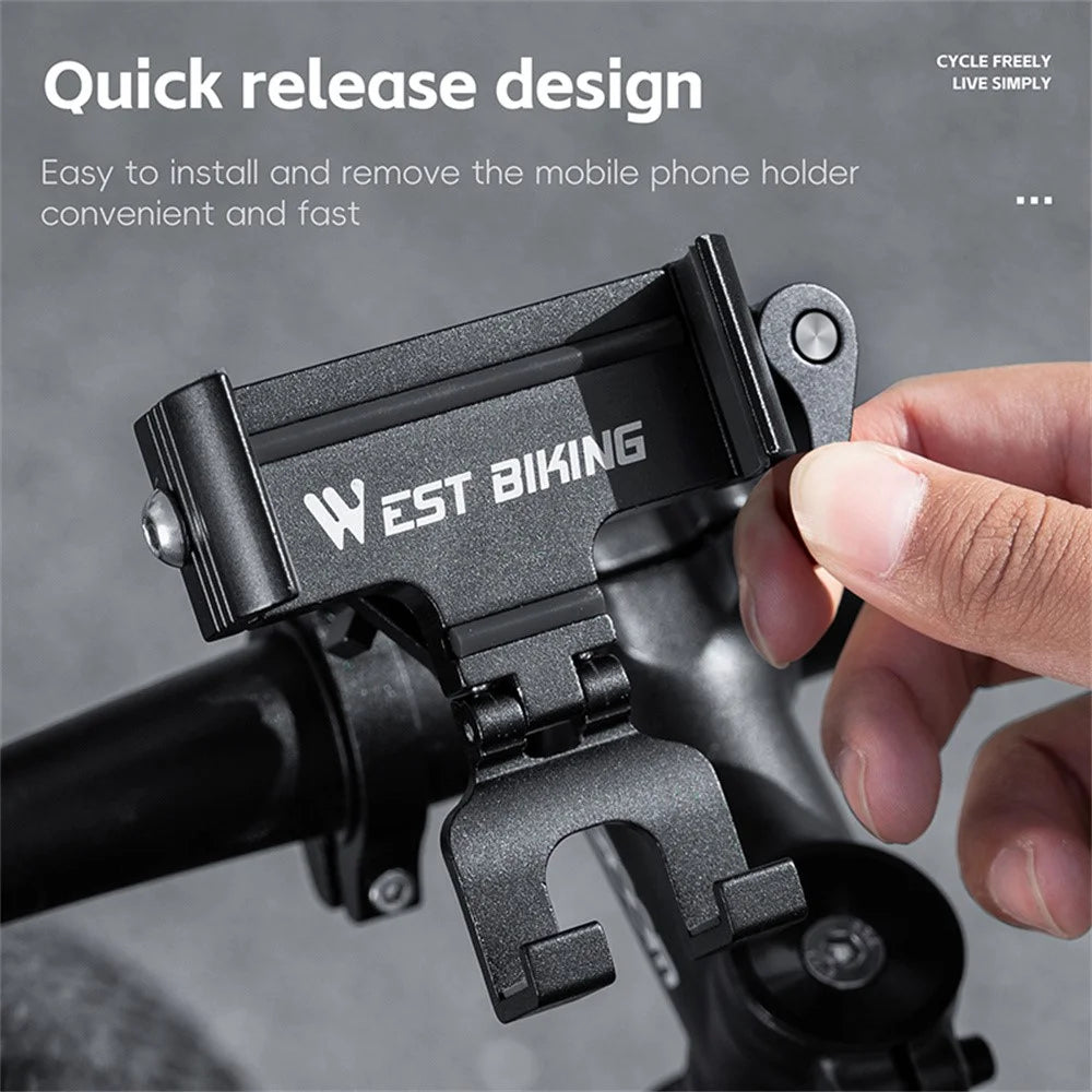 WEST BIKING Bike Phone Mount 360 Degree Rotation Aluminum Alloy Navigation Bracket for Road Mountain Bicycle - Black+Red / For Bike Handlebar - 4