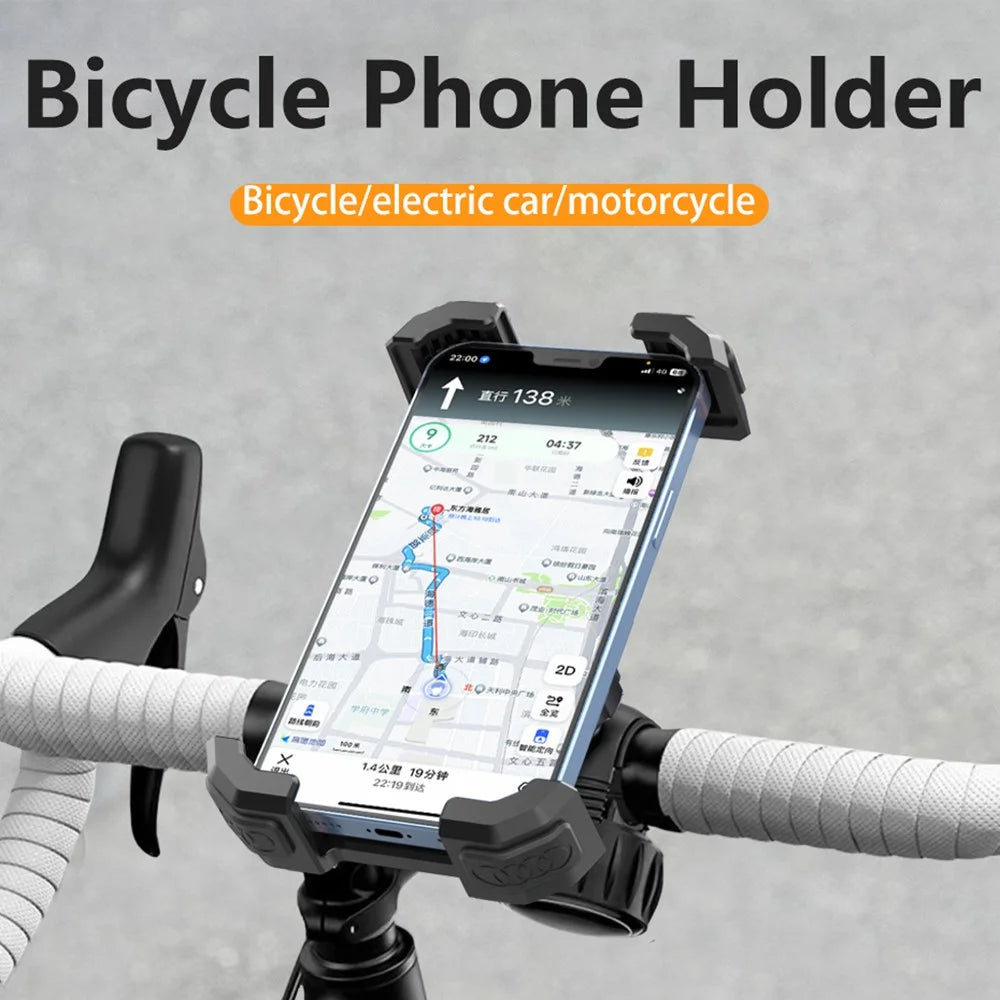 QX-25A Bicycle Handlebar Phone Mount 360 Degree Rotation Shockproof Navigation Holder for Motorcycle - Black - 3