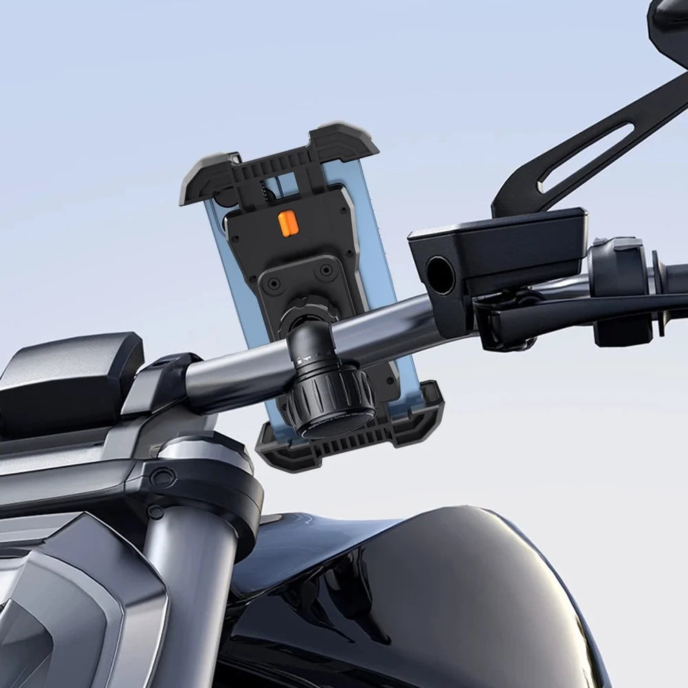 QX-25A Bicycle Handlebar Phone Mount 360 Degree Rotation Shockproof Navigation Holder for Motorcycle - Black - 6