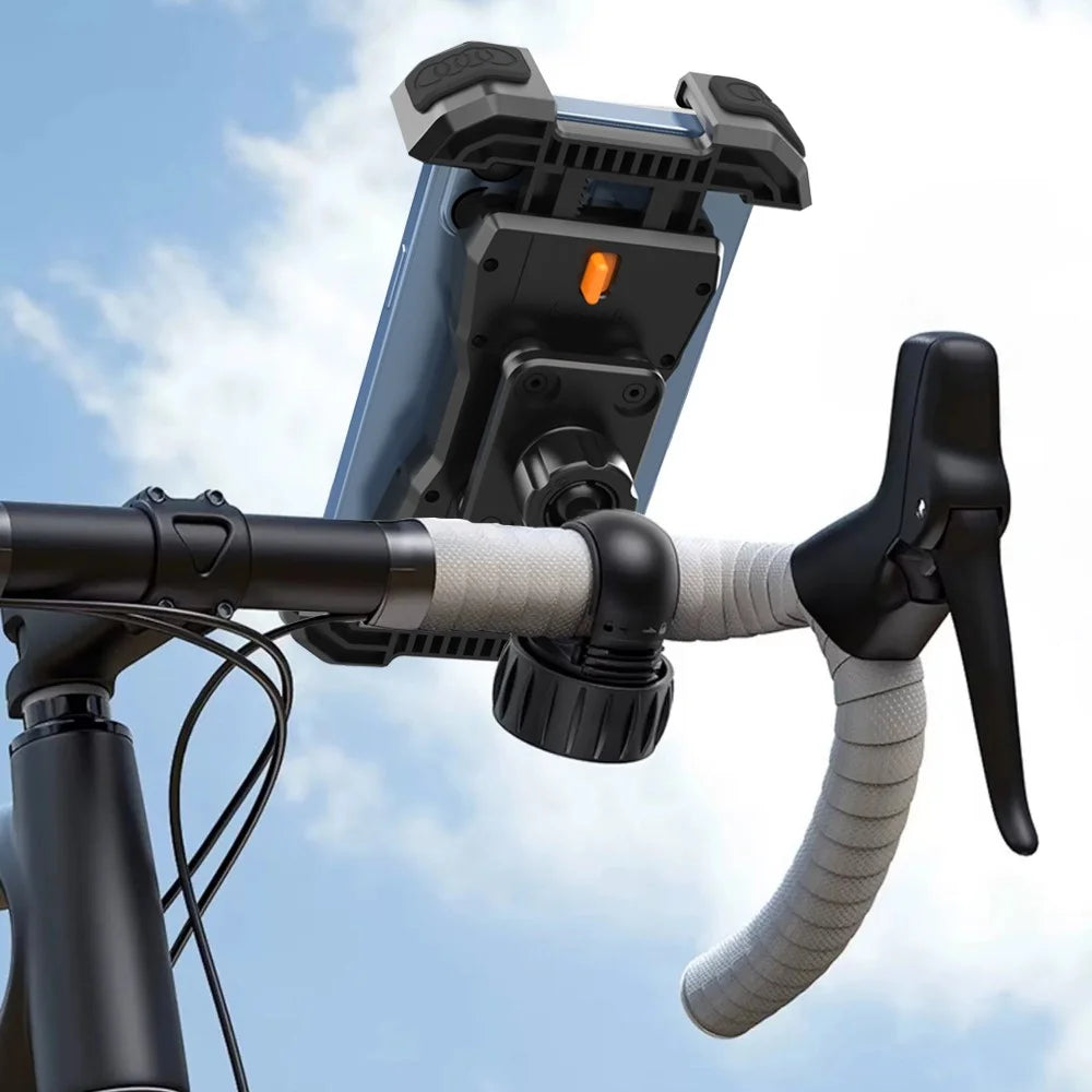 QX-25A Bicycle Handlebar Phone Mount 360 Degree Rotation Shockproof Navigation Holder for Motorcycle - Black - 7