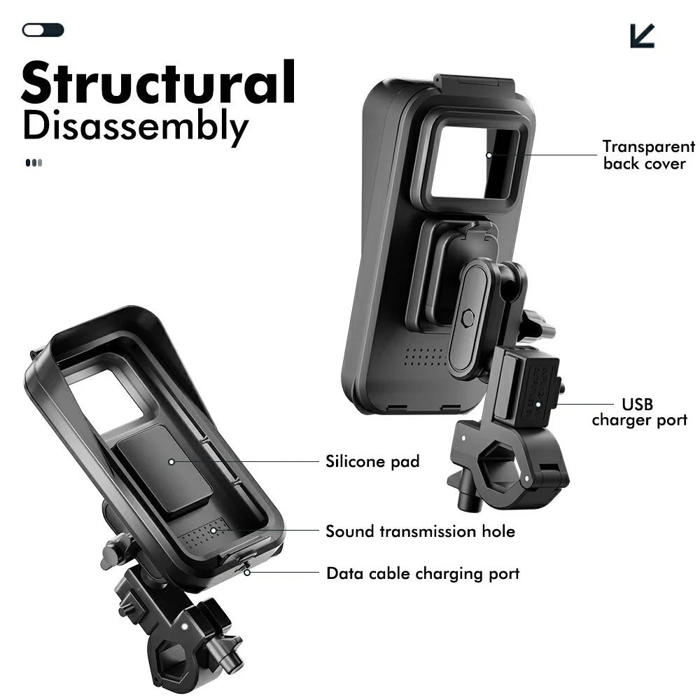 DS-MT4 Delivery Riders Motorcycle Phone Mount Waterproof Anti Fog Rotatable Bike Navigation Holder - 3
