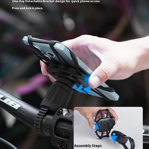 GUB P16 Bike Phone Holder Rotatable Detachable Silicone Phone Mount for Bicycle E-Bike Scooter - Black - 2