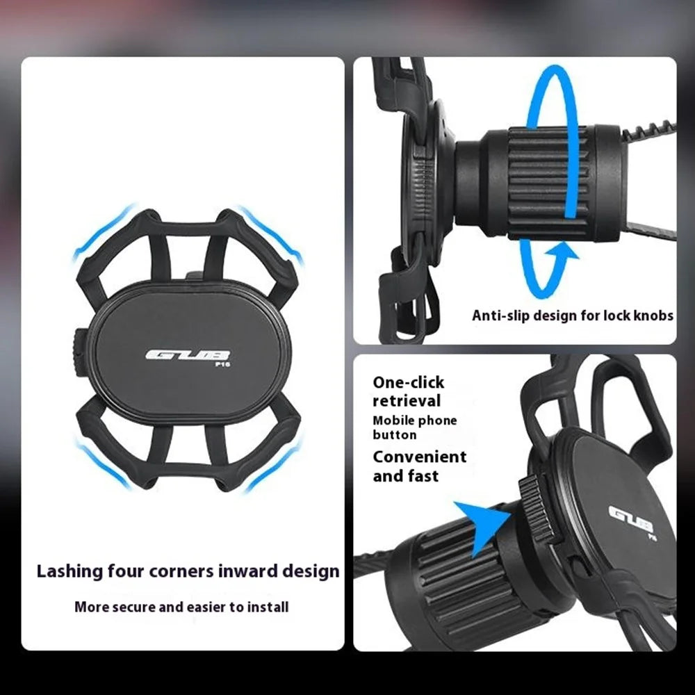 GUB P16 Bike Phone Holder Rotatable Detachable Silicone Phone Mount for Bicycle E-Bike Scooter - Black - 5
