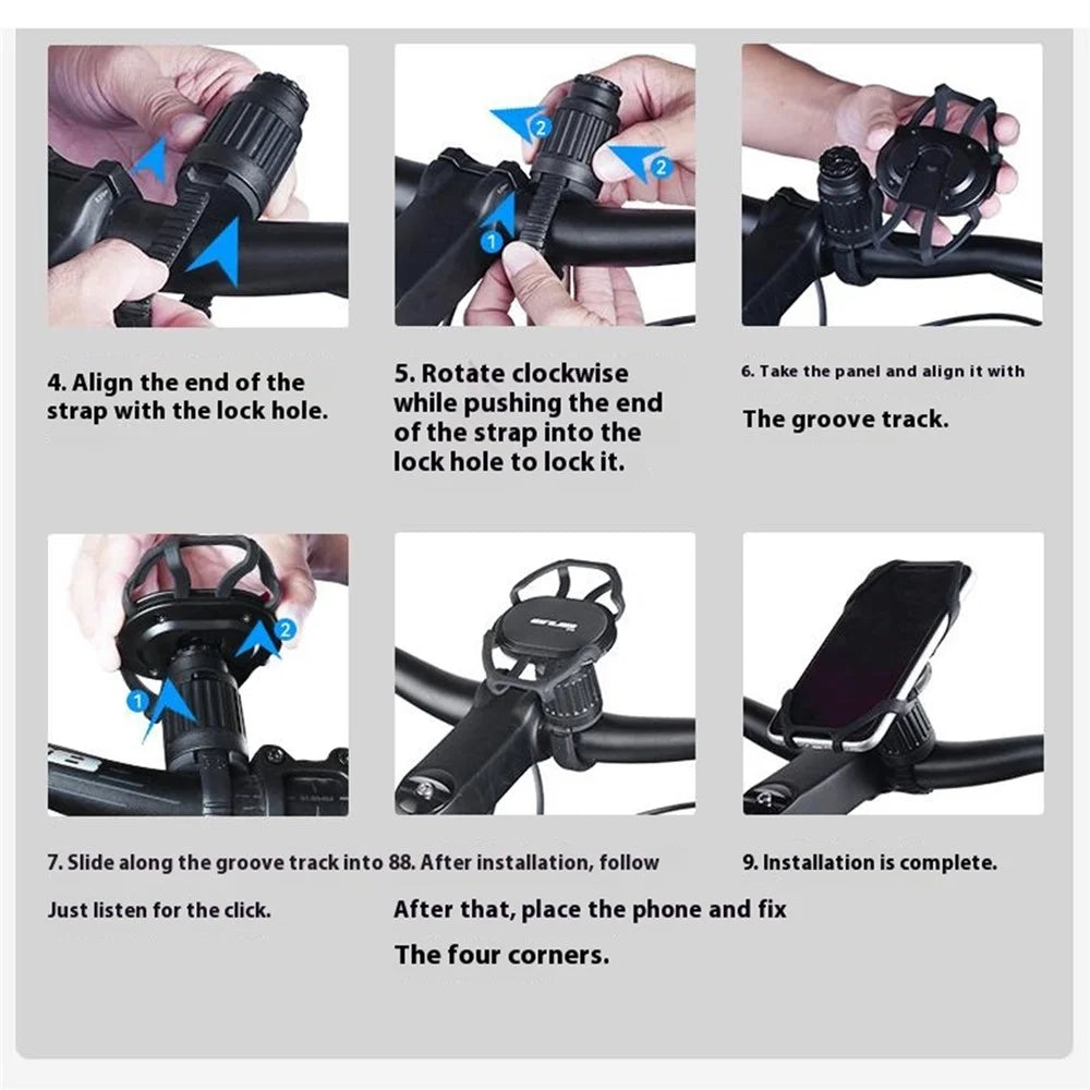 GUB P16 Bike Phone Holder Rotatable Detachable Silicone Phone Mount for Bicycle E-Bike Scooter - Black - 6