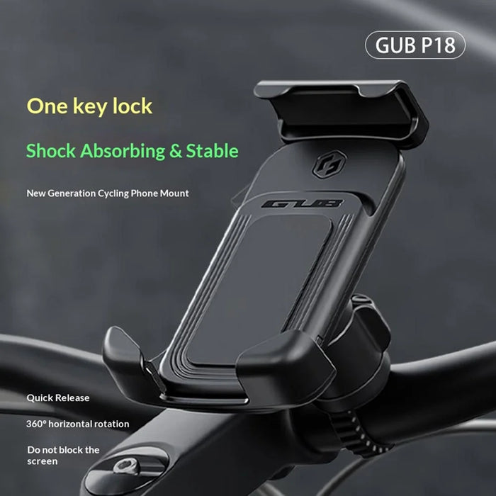 GUB P18 Rotatable Phone Mount for Bicycle  /  E-Bike  /  Scooter Shock Absorbing Quick Release Cellphone Bracket - 2