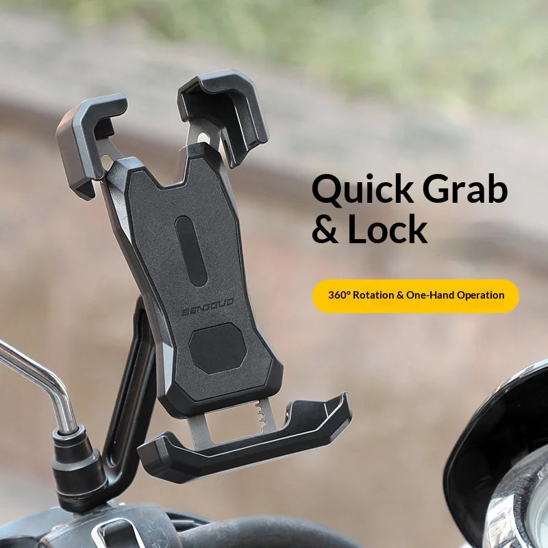 BENGGUO BG-1115 Anti-Shake Cellphone Holder 360 Degree Rotating Phone Mount for Bicycle/Motorcycle/E-Bike - Handlebar Mount/Black - 5