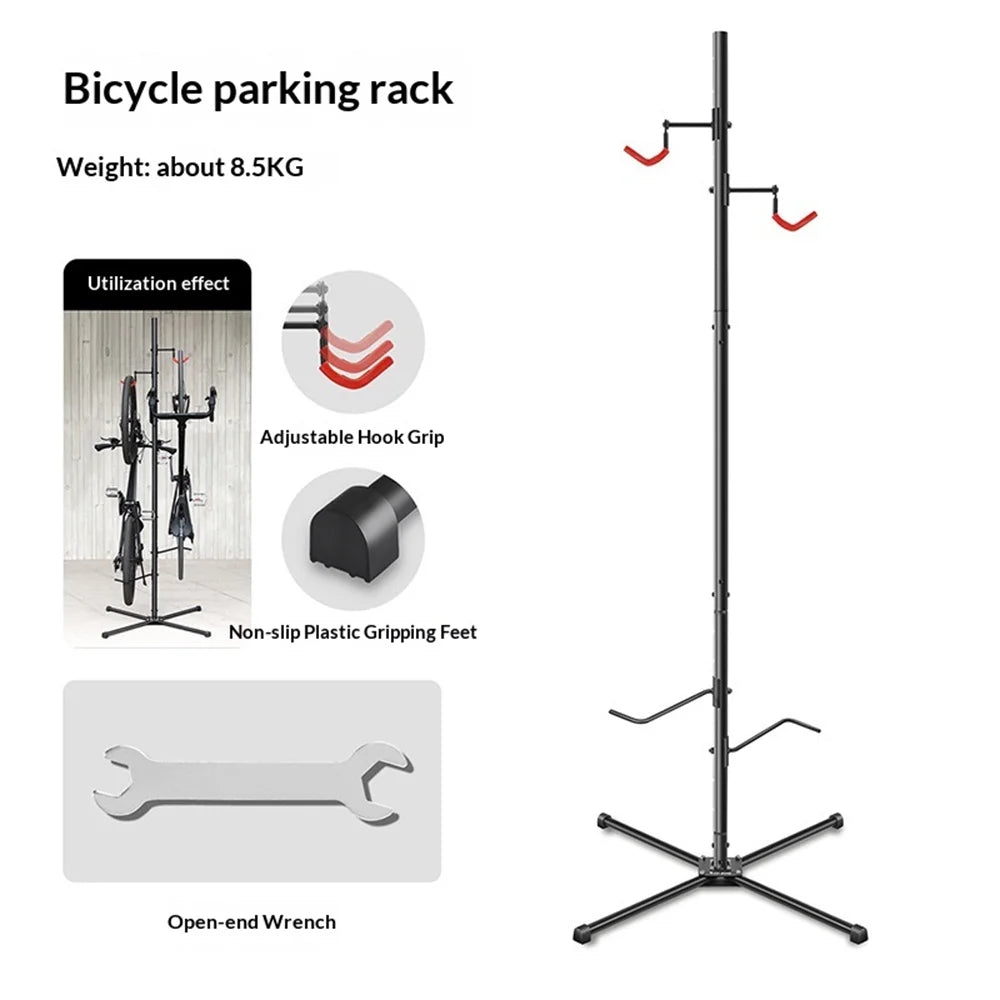 WEST BIKING Bicycle Parking Stand Vertical Bike Storage Rack Adjustable Floor Stand for Mountain Road Bike - Black - 2