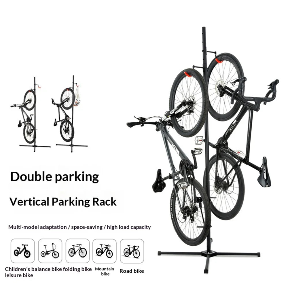 WEST BIKING Bicycle Parking Stand Vertical Bike Storage Rack Adjustable Floor Stand for Mountain Road Bike - Black - 3