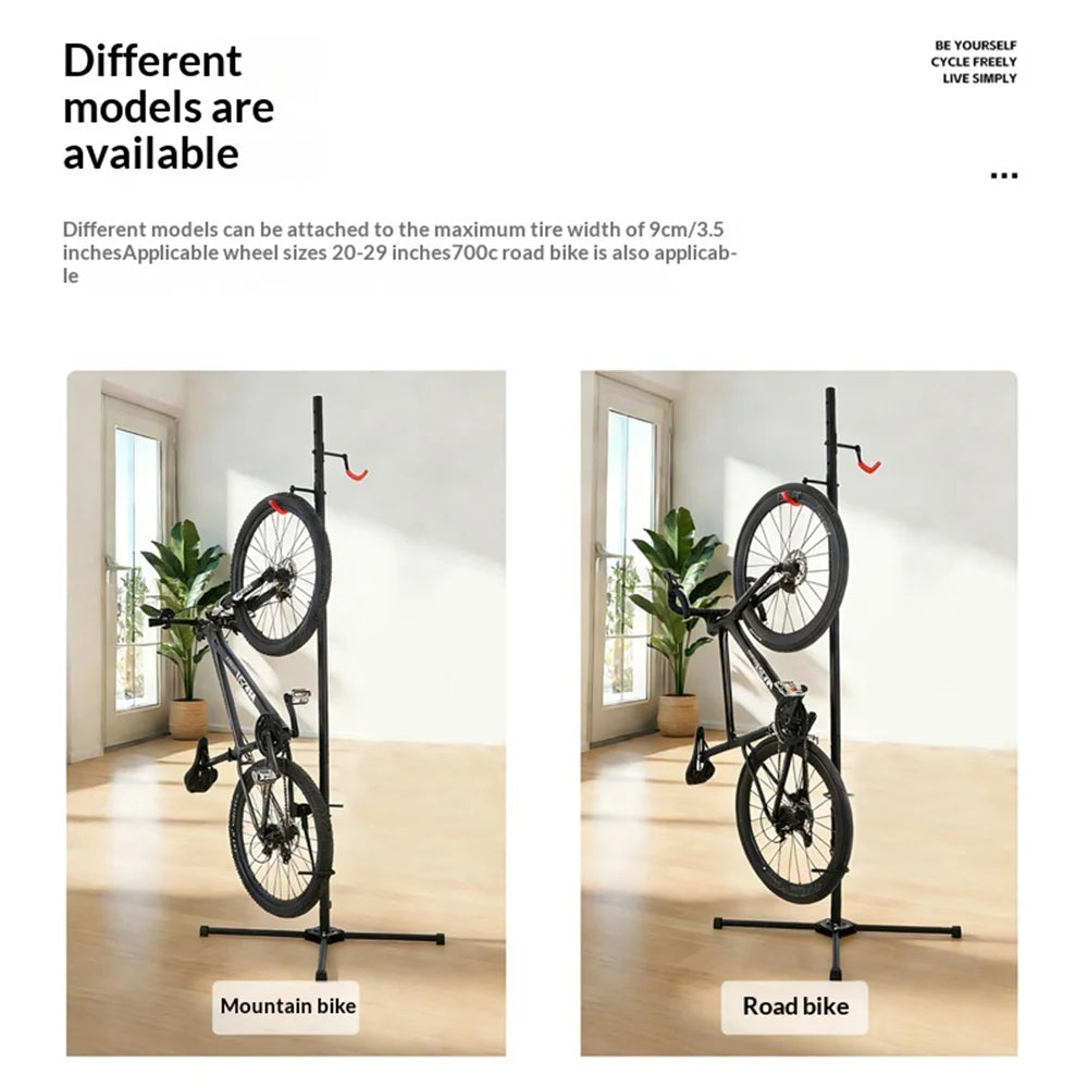 WEST BIKING Bicycle Parking Stand Vertical Bike Storage Rack Adjustable Floor Stand for Mountain Road Bike - Black - 5