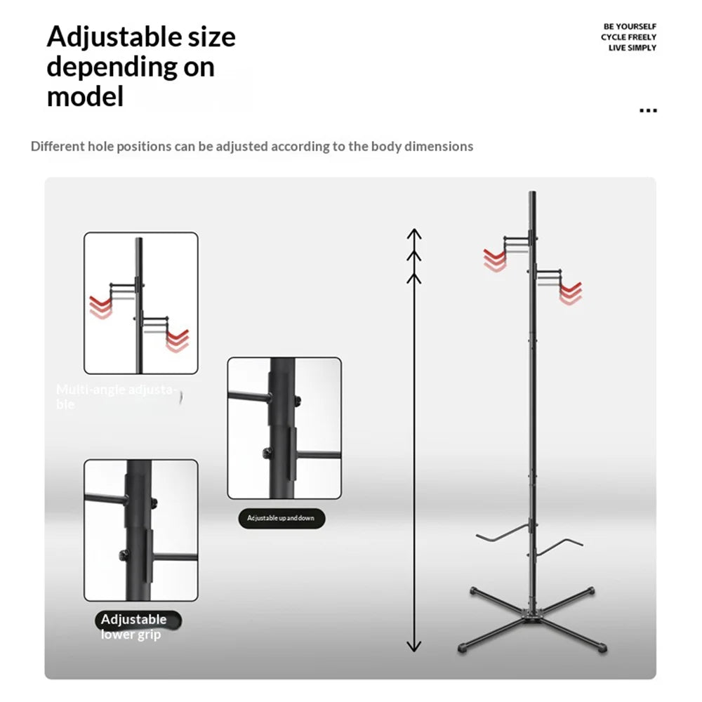 WEST BIKING Bicycle Parking Stand Vertical Bike Storage Rack Adjustable Floor Stand for Mountain Road Bike - Black - 6