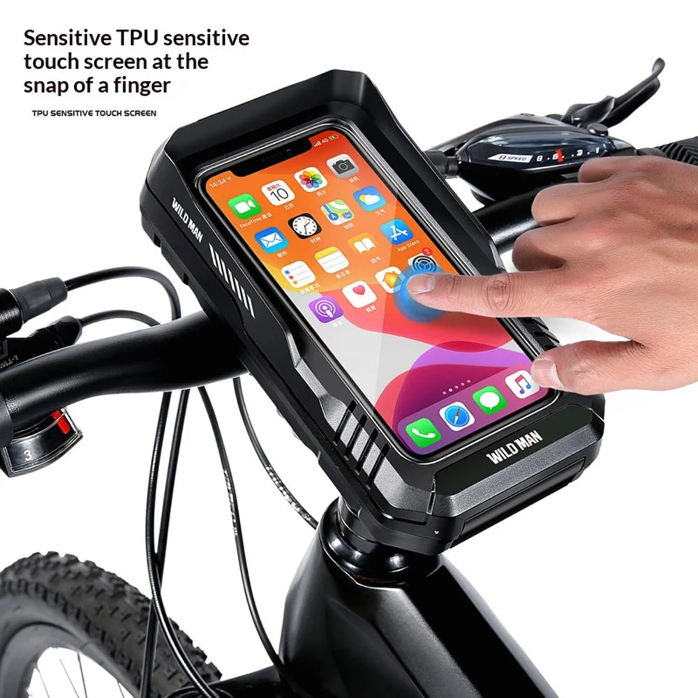 WILD MAN FK4 Bike Phone Holder IPX6 Waterproof Case 0.6L Touch Screen Cellphone Mount Handlebar Bag - Black/0.6L - 3