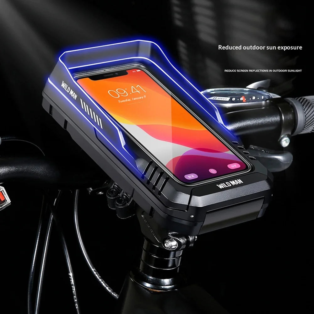 WILD MAN FK4 Bike Phone Holder IPX6 Waterproof Case 0.6L Touch Screen Cellphone Mount Handlebar Bag - Black/0.6L - 5