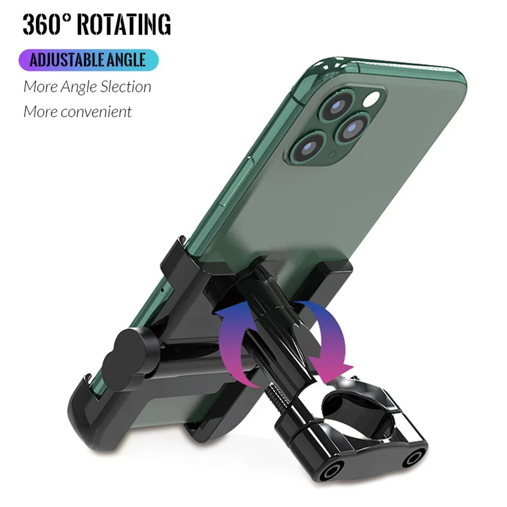 C1 Aluminum Alloy Bike Phone Holder Rotatable Bicycle Handlebar Mount Cellphone Bracket - Black - 2