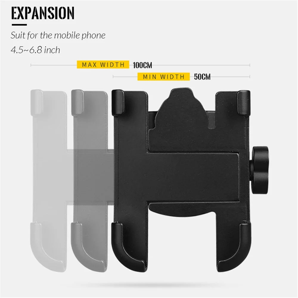 C1 Aluminum Alloy Bike Phone Holder Rotatable Bicycle Handlebar Mount Cellphone Bracket - Black - 4