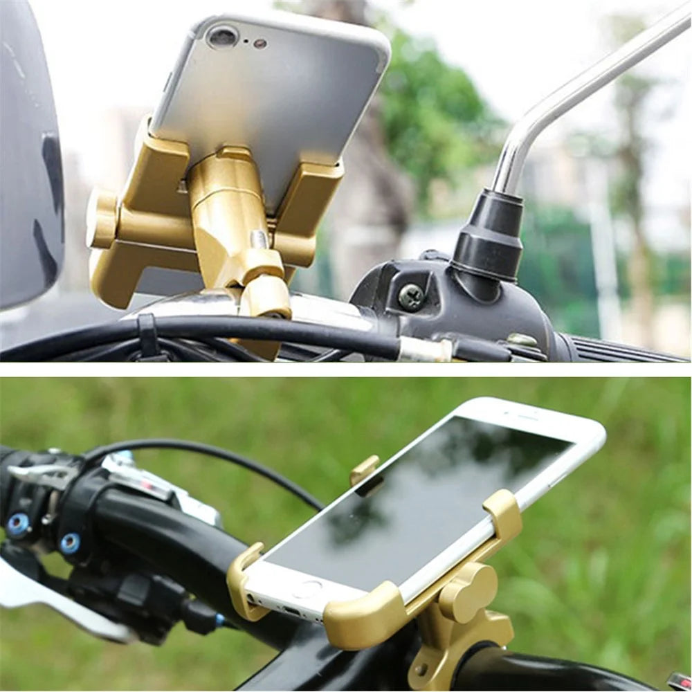 C1 Aluminum Alloy Bike Phone Holder Rotatable Bicycle Handlebar Mount Cellphone Bracket - Black - 6
