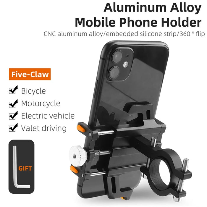 WEST BIKING YP0715066 Bike Handlebar Mount Phone Holder Aluminum Alloy Bicycle Cellphone Bracket - Black - 2