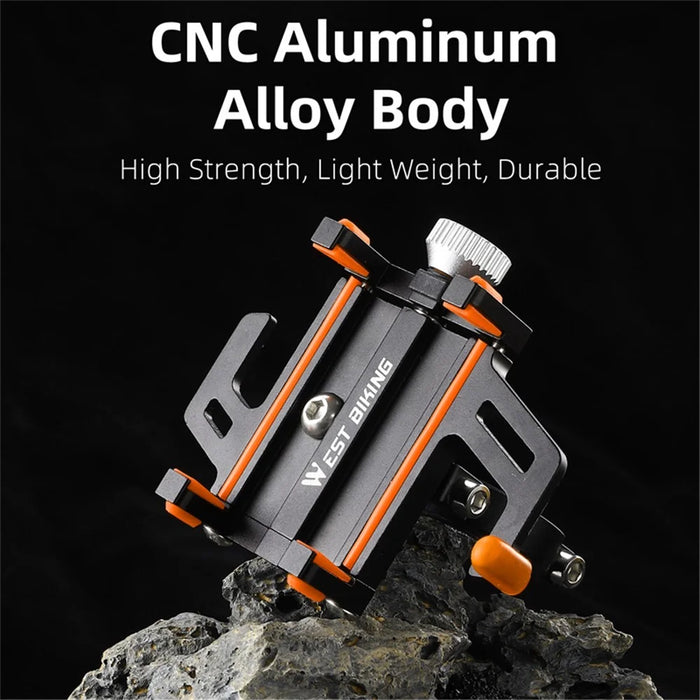 WEST BIKING YP0715066 Bike Handlebar Mount Phone Holder Aluminum Alloy Bicycle Cellphone Bracket - Black - 7