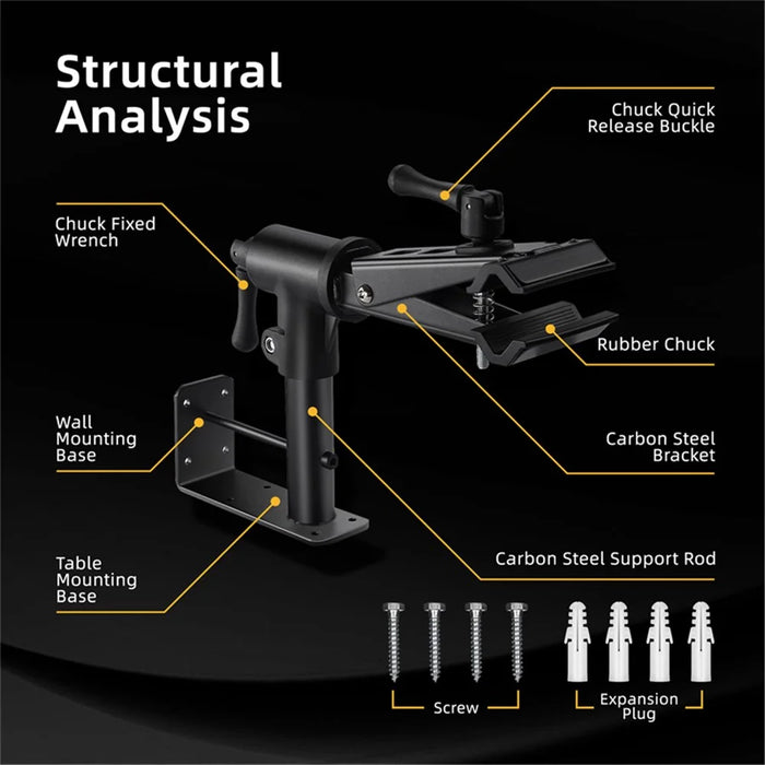 WEST BIKING YP0719353 Bike Holder Clamp Carbon Steel Table / Wall Mounted Bicycle Hanging Repairing Bracket - 4